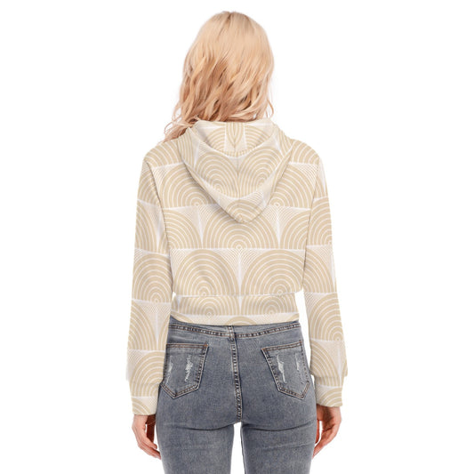 All-Over Print Women's Crop Top Hoodie With Zipper Closure