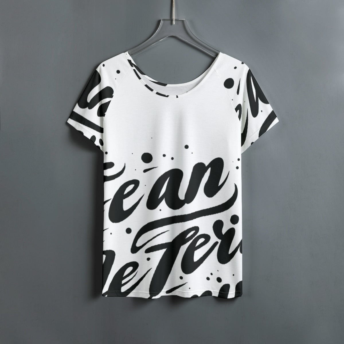 All-Over Print Women's Round Neck T-shirt With Raglan Sleeve