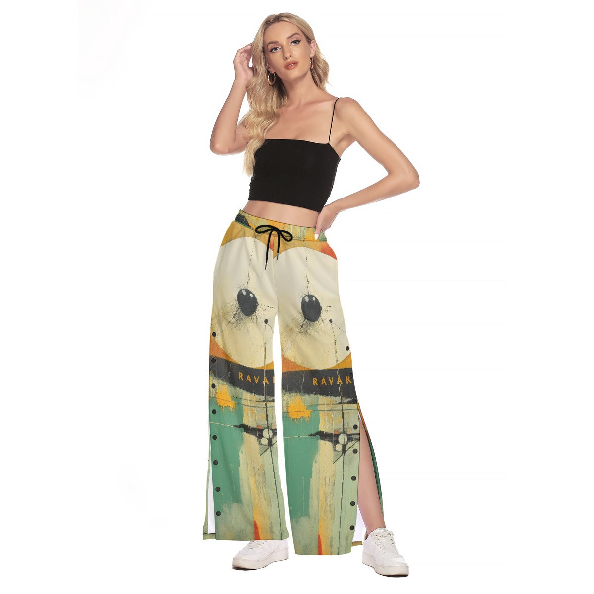 All-Over Print Women's Side Slit Snap Button Trousers