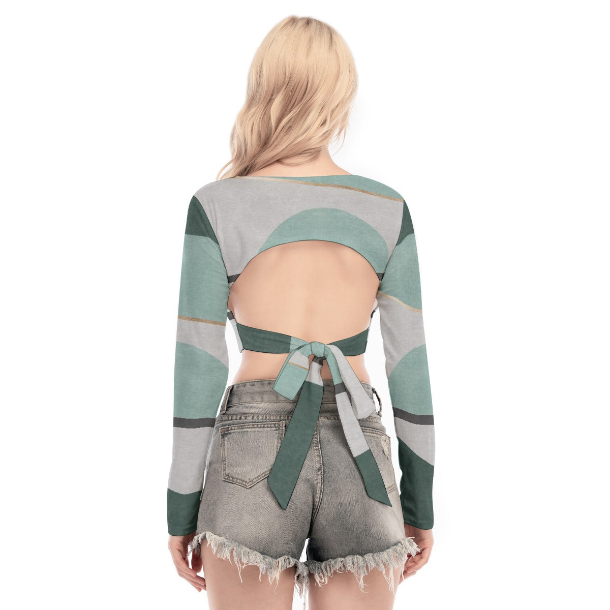 All-Over Print Women's Back Hollow T-shirt With Strap