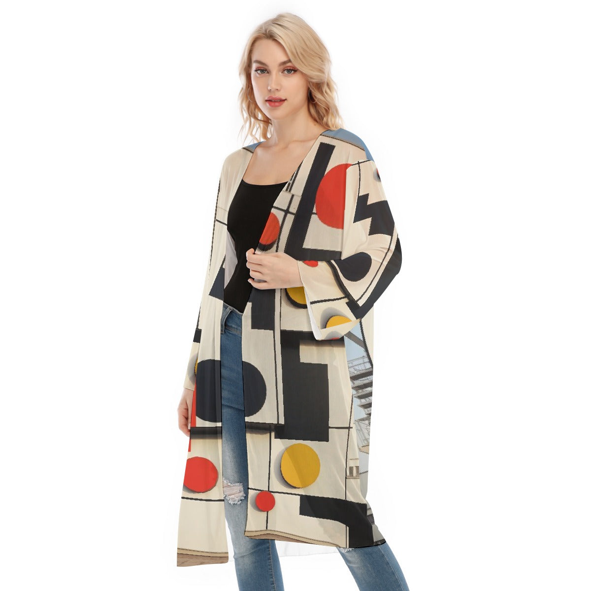 All- Over Print Women's Long Sleeve Mesh Cardigan