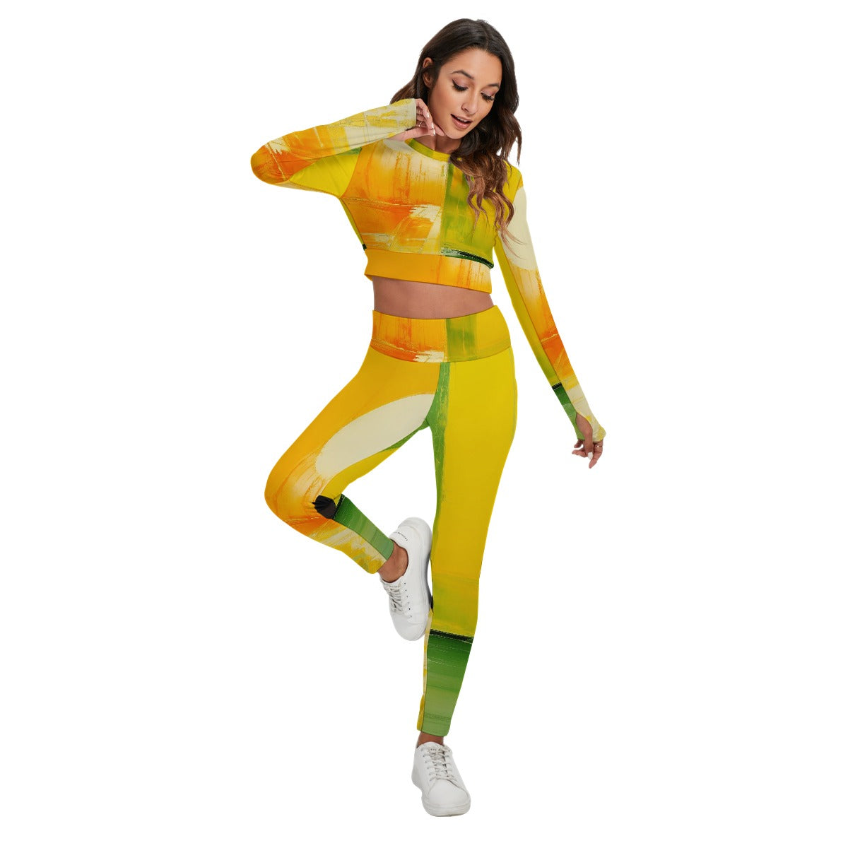 All-Over Print Women's Sport Set With Backless Top And Leggings