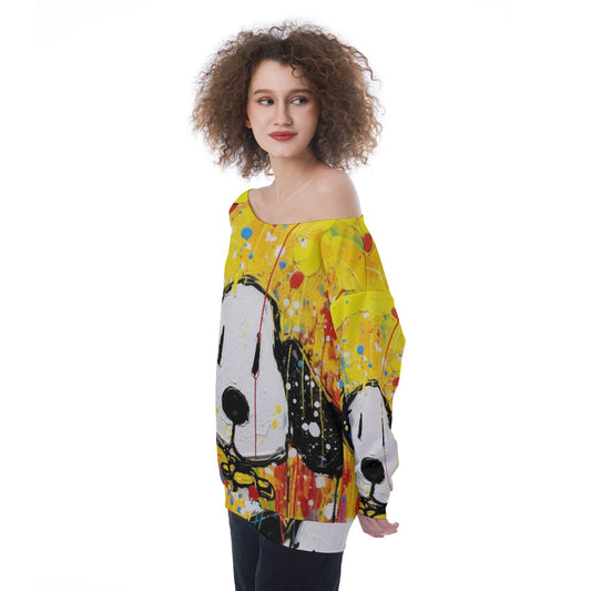 All-Over Print Oversized Women's Off-Shoulder Sweatshirt