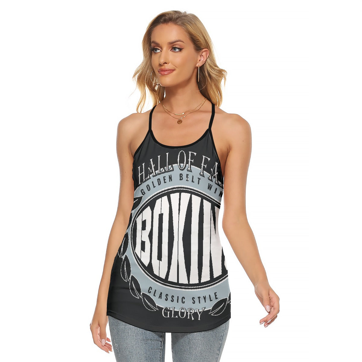 All-Over Print Women's Criss-Cross Open Back Tank Top