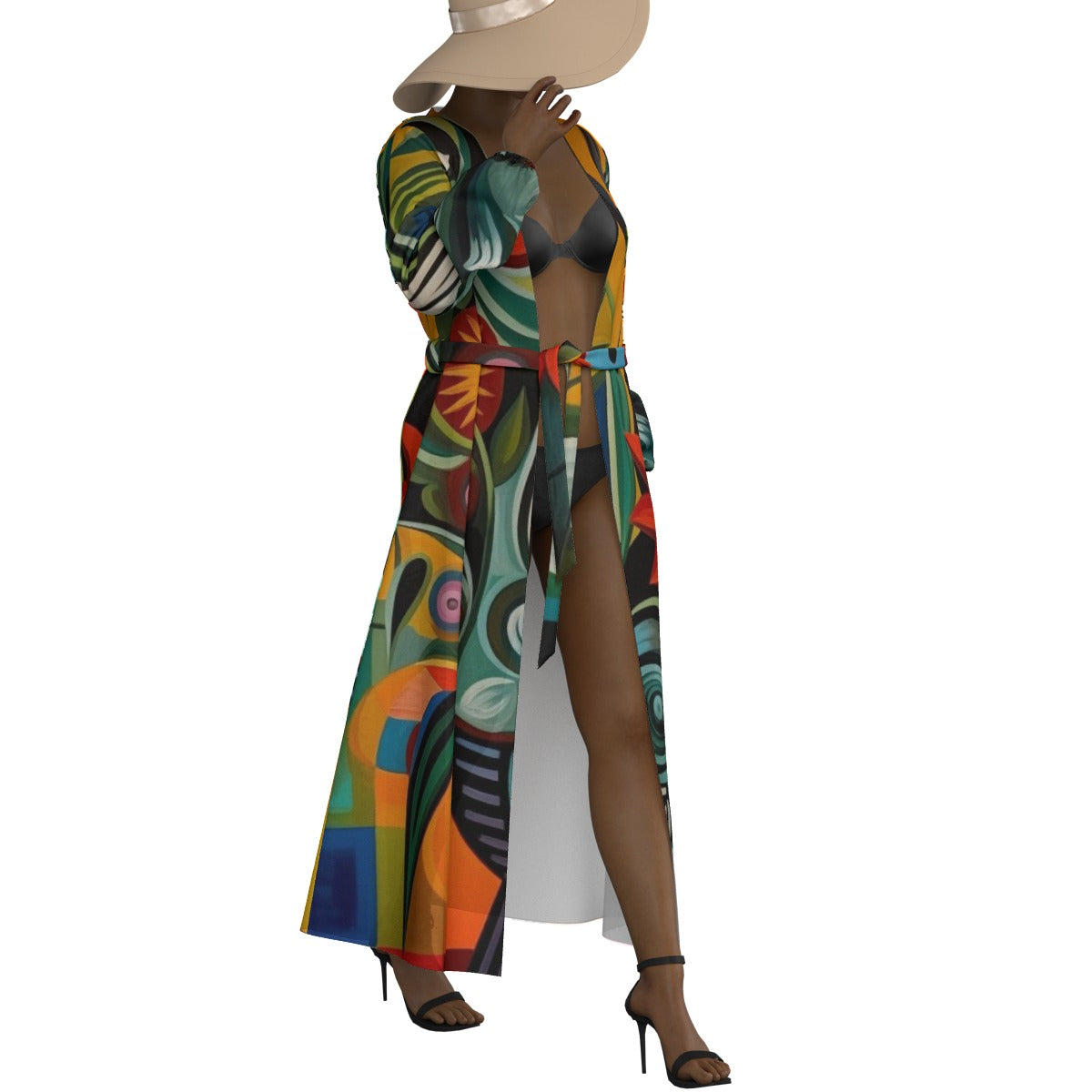 All-Over Print Women's Lace-up Chiffon Robe