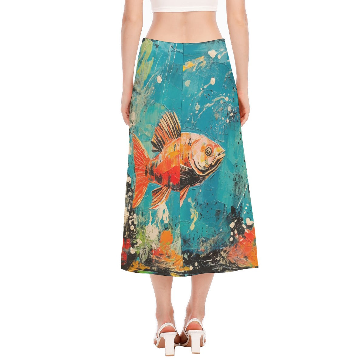 All-Over Print Women's High Slit Long Skirt