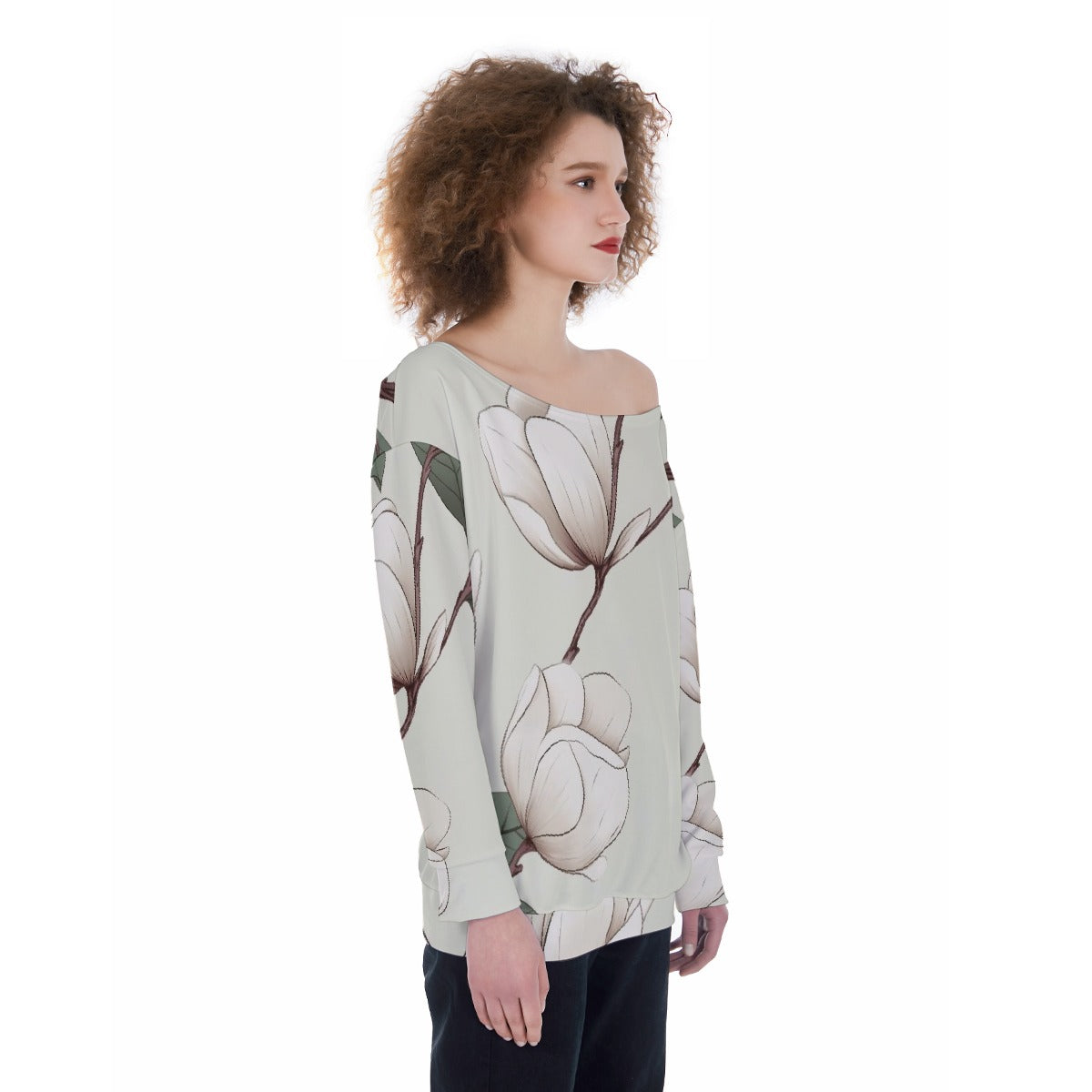 All-Over Print Oversized Women's Off-Shoulder Sweatshirt