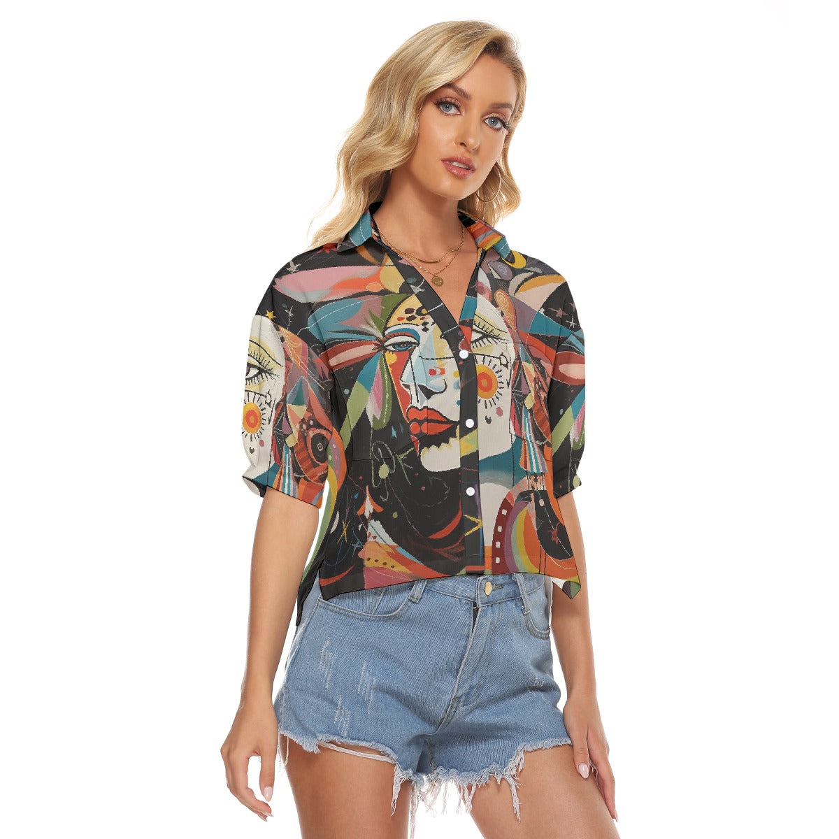 All-Over Print Women's V-neck Shirts