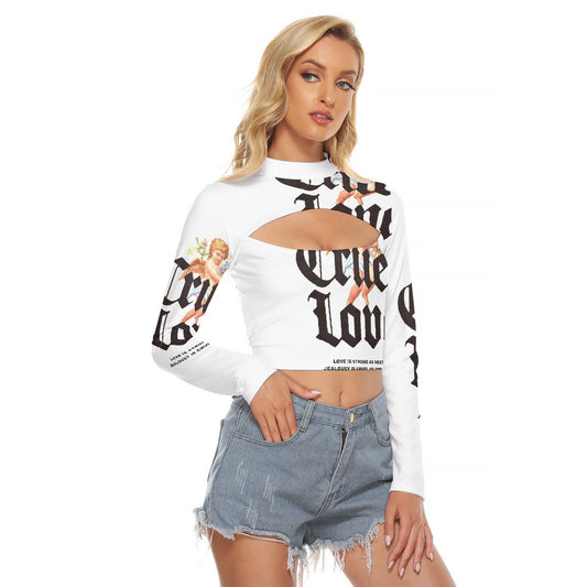 All-Over Print Women's Hollow Chest Keyhole Tight Crop Top