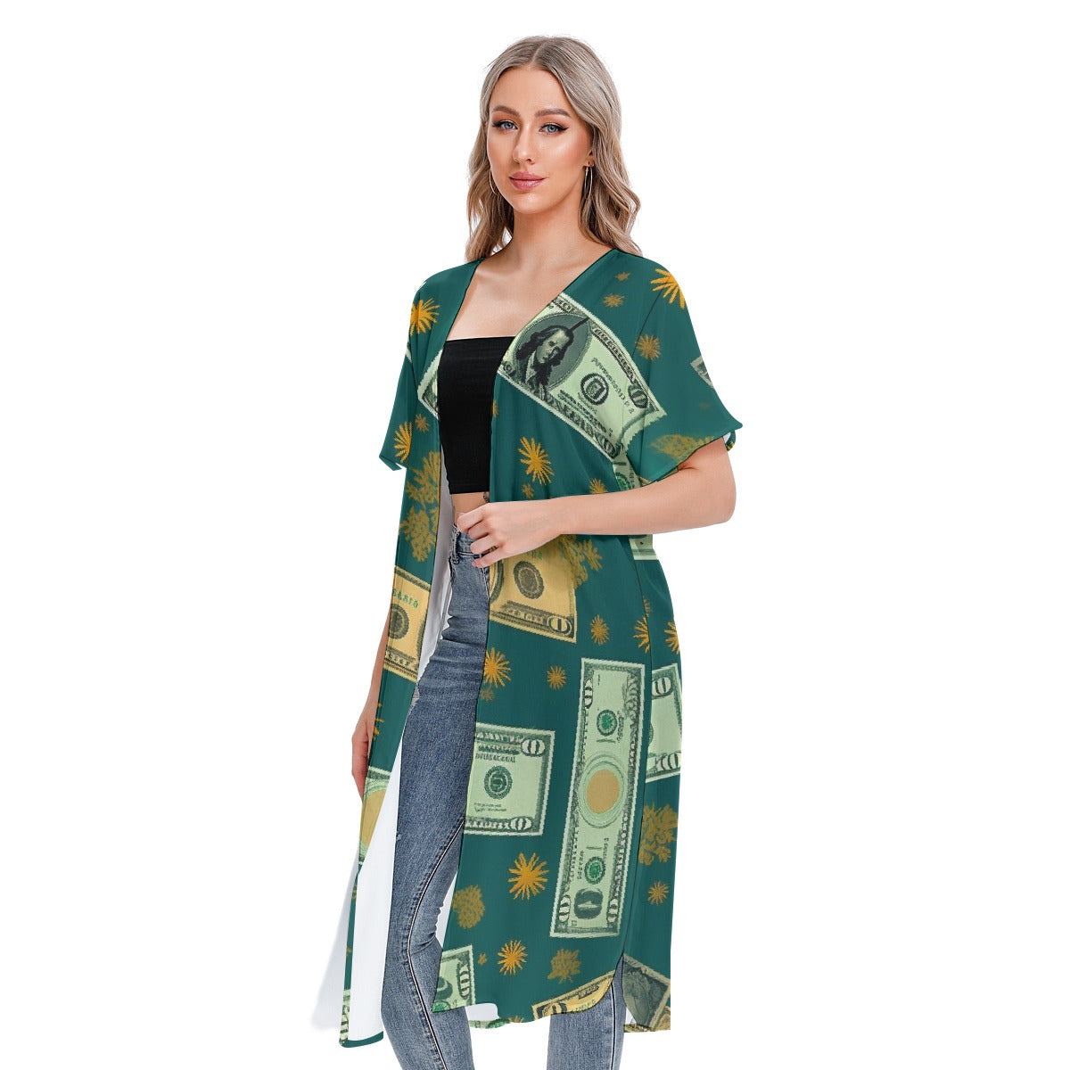 All-Over Print Women's Short Sleeve Cardigan