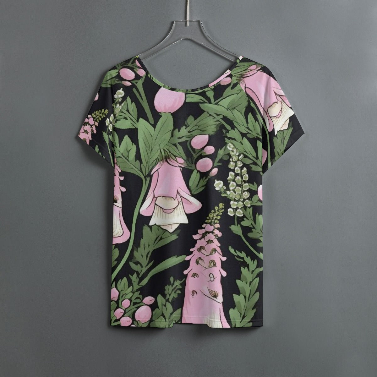 All-Over Print Women's Round Neck T-shirt With Raglan Sleeve