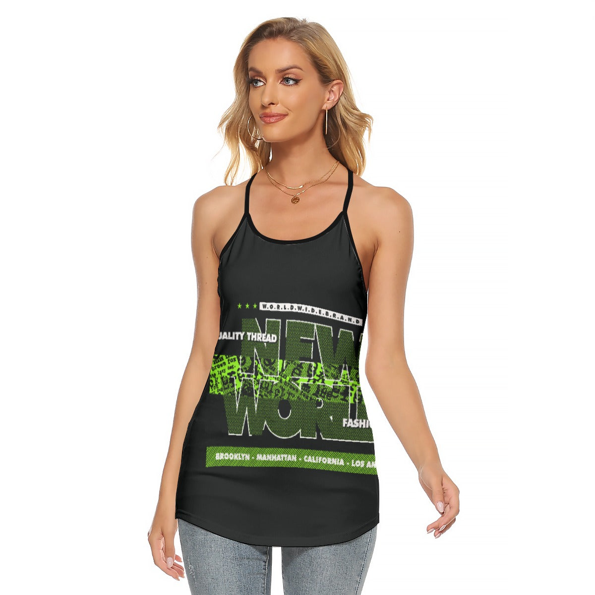 All-Over Print Women's Criss-Cross Open Back Tank Top
