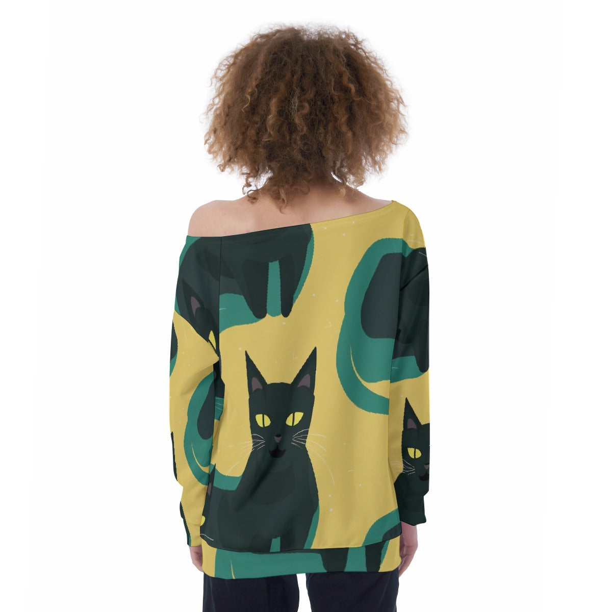 All-Over Print Oversized Women's Off-Shoulder Sweatshirt