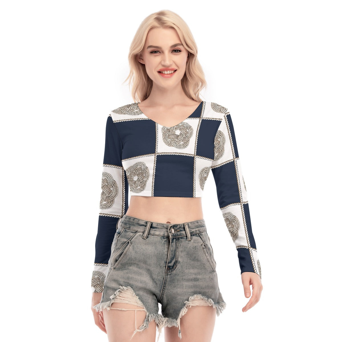 All-Over Print Women's Back Hollow T-shirt With Strap