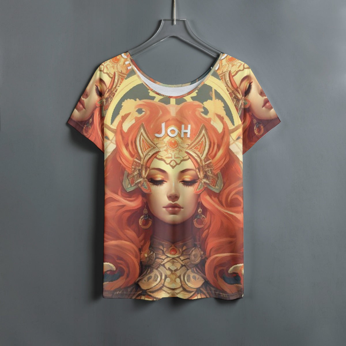 All-Over Print Women's Round Neck T-shirt With Raglan Sleeve