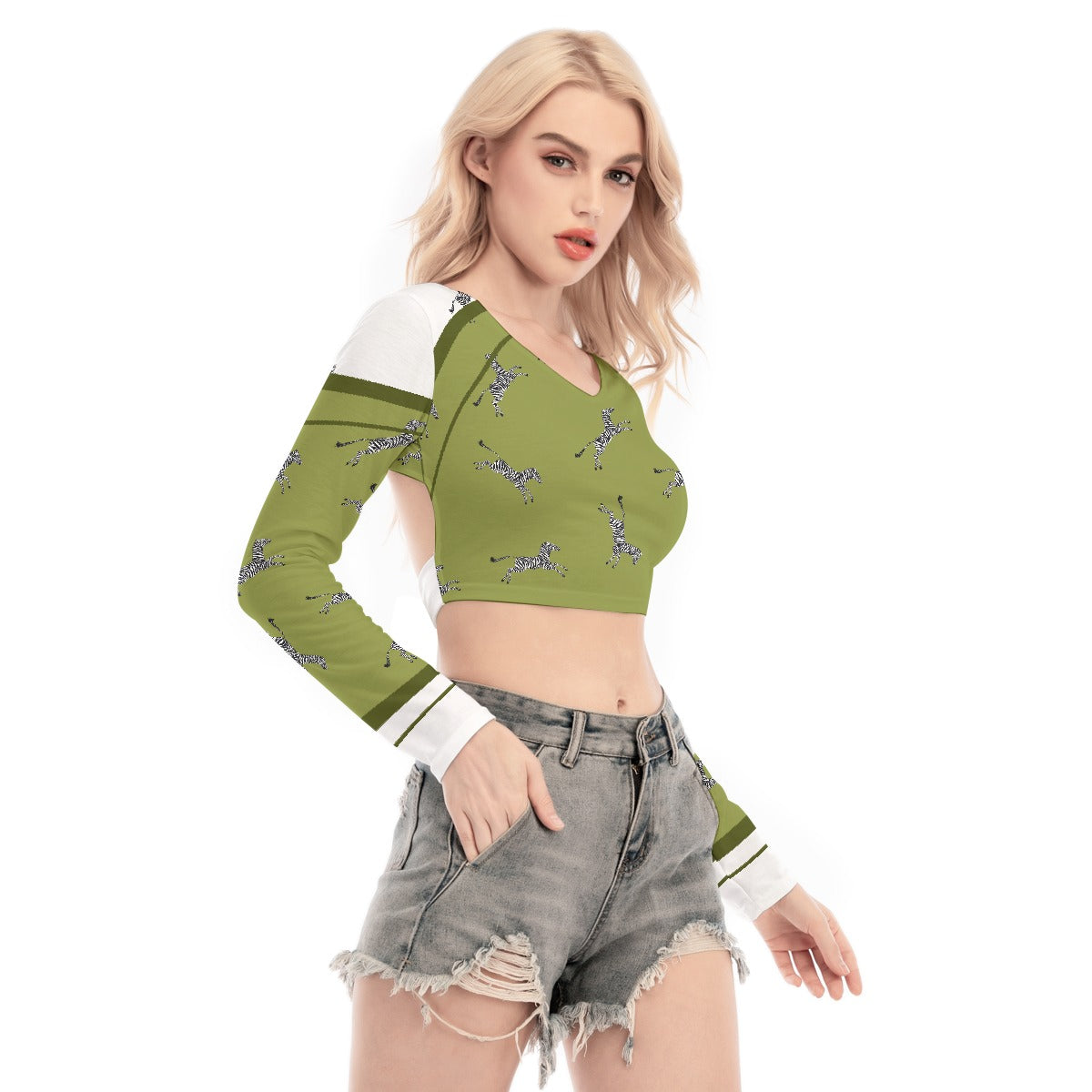 All-Over Print Women's Back Hollow T-shirt With Strap