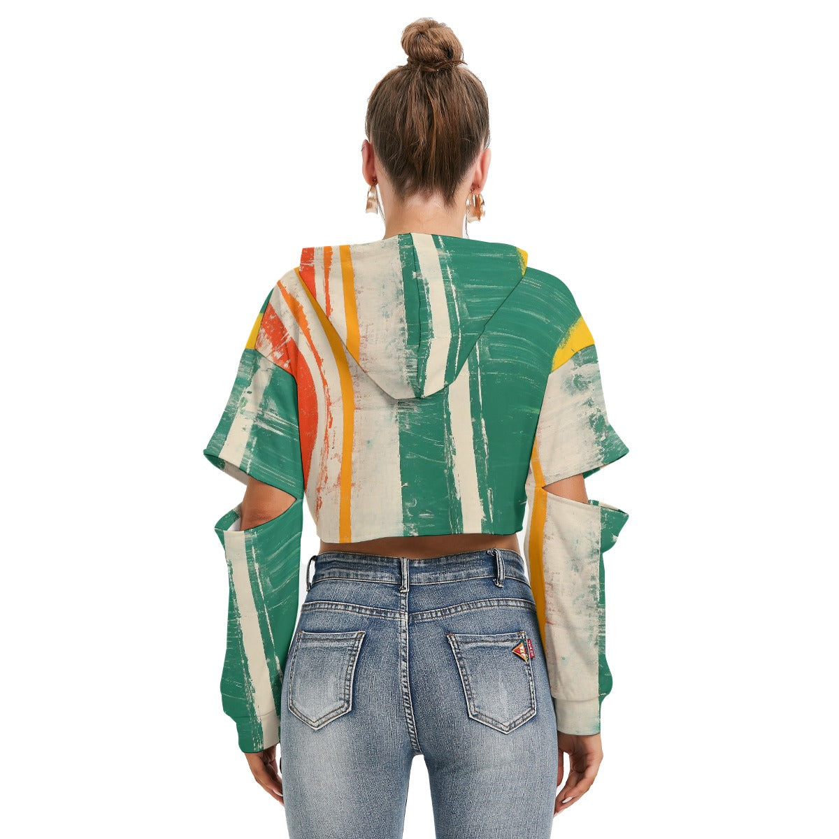 All-Over Print Women's Heavy Fleece Hoodie With Hollow Out Sleeve