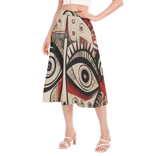 All-Over Print Women's Long Section Chiffon Skirt