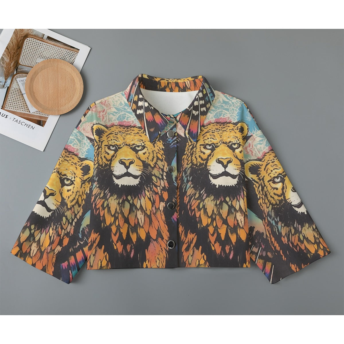 All-Over Print Women's Cropped Jacket | 245GSM Cotton