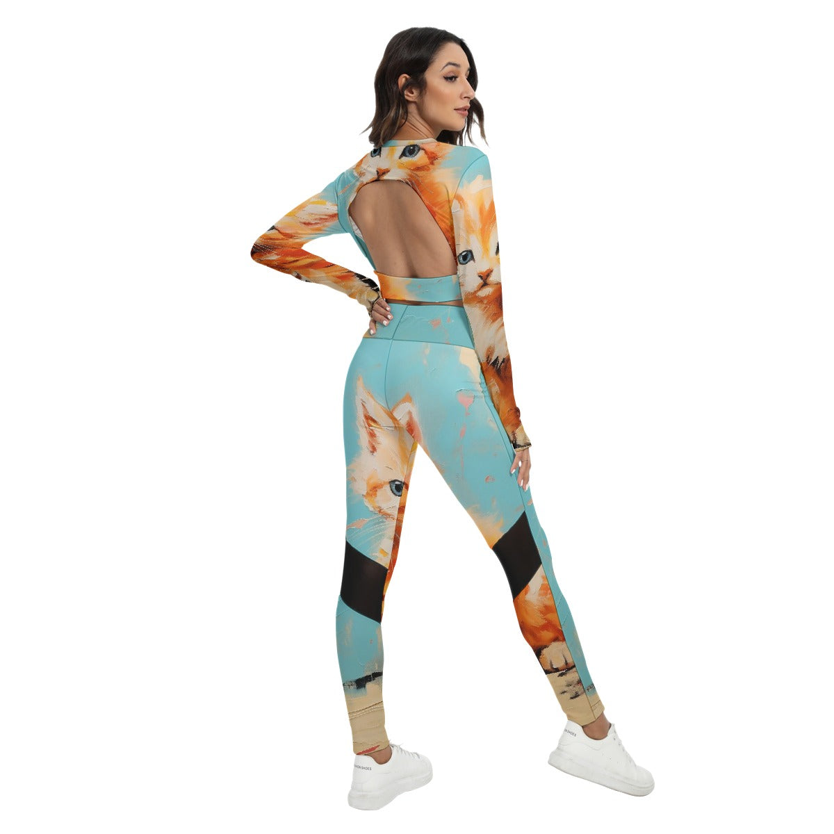 All-Over Print Women's Sport Set With Backless Top And Leggings