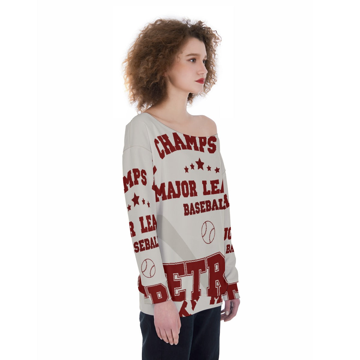 All-Over Print Oversized Women's Off-Shoulder Sweatshirt