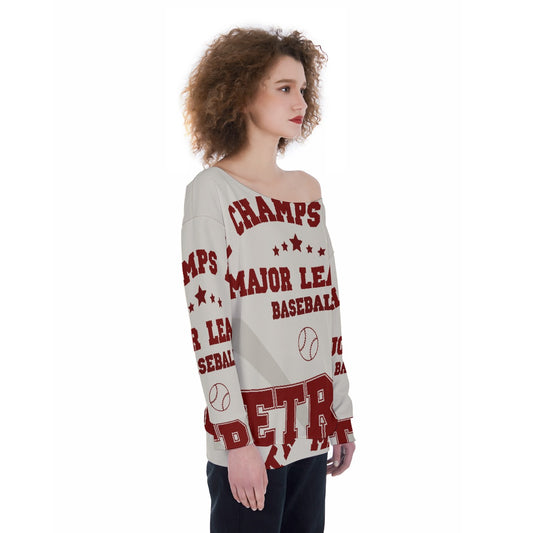 All-Over Print Oversized Women's Off-Shoulder Sweatshirt
