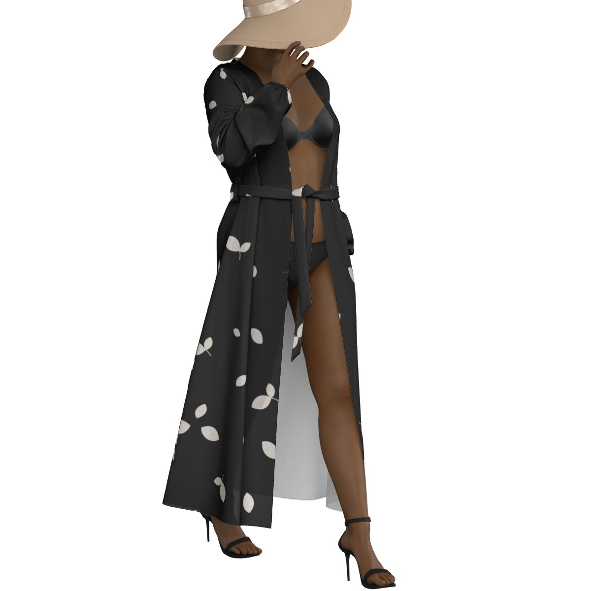 All-Over Print Women's Lace-up Chiffon Robe