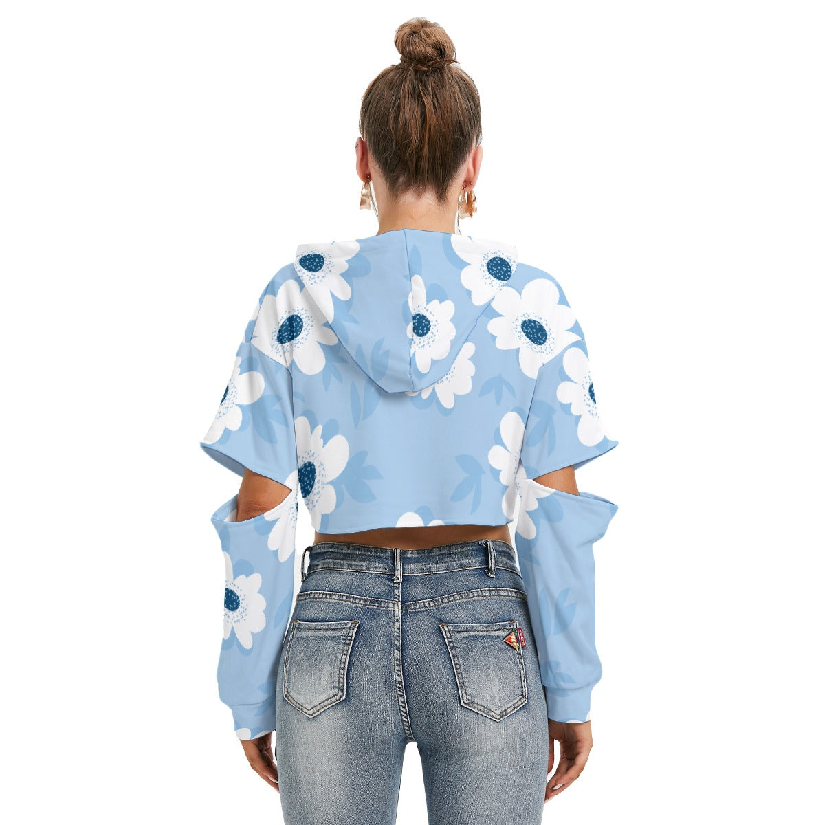 All-Over Print Women's Heavy Fleece Hoodie With Hollow Out Sleeve
