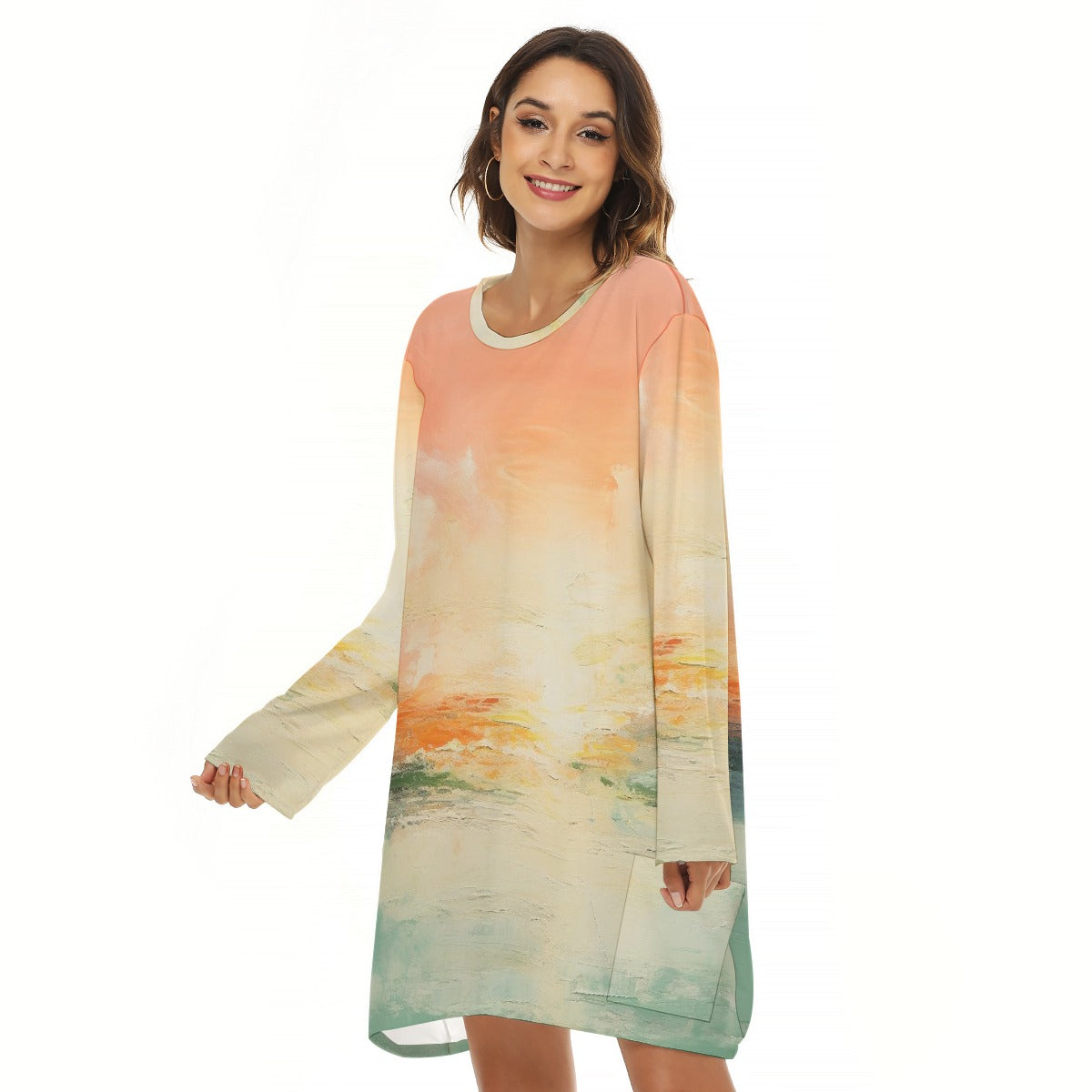 All-Over Print  Women's Loose Crew Neck Dress
