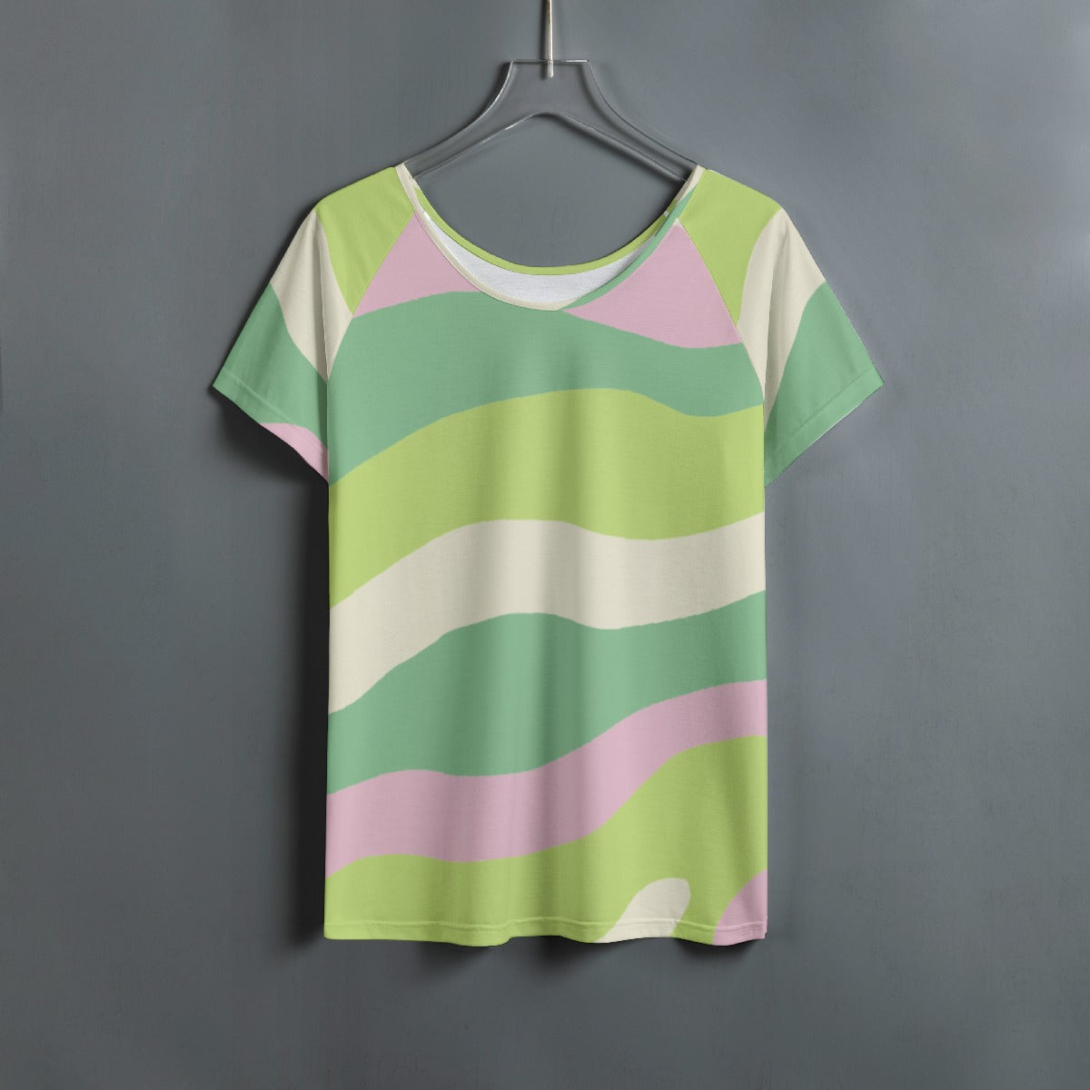 All-Over Print Women's Round Neck T-shirt With Raglan Sleeve