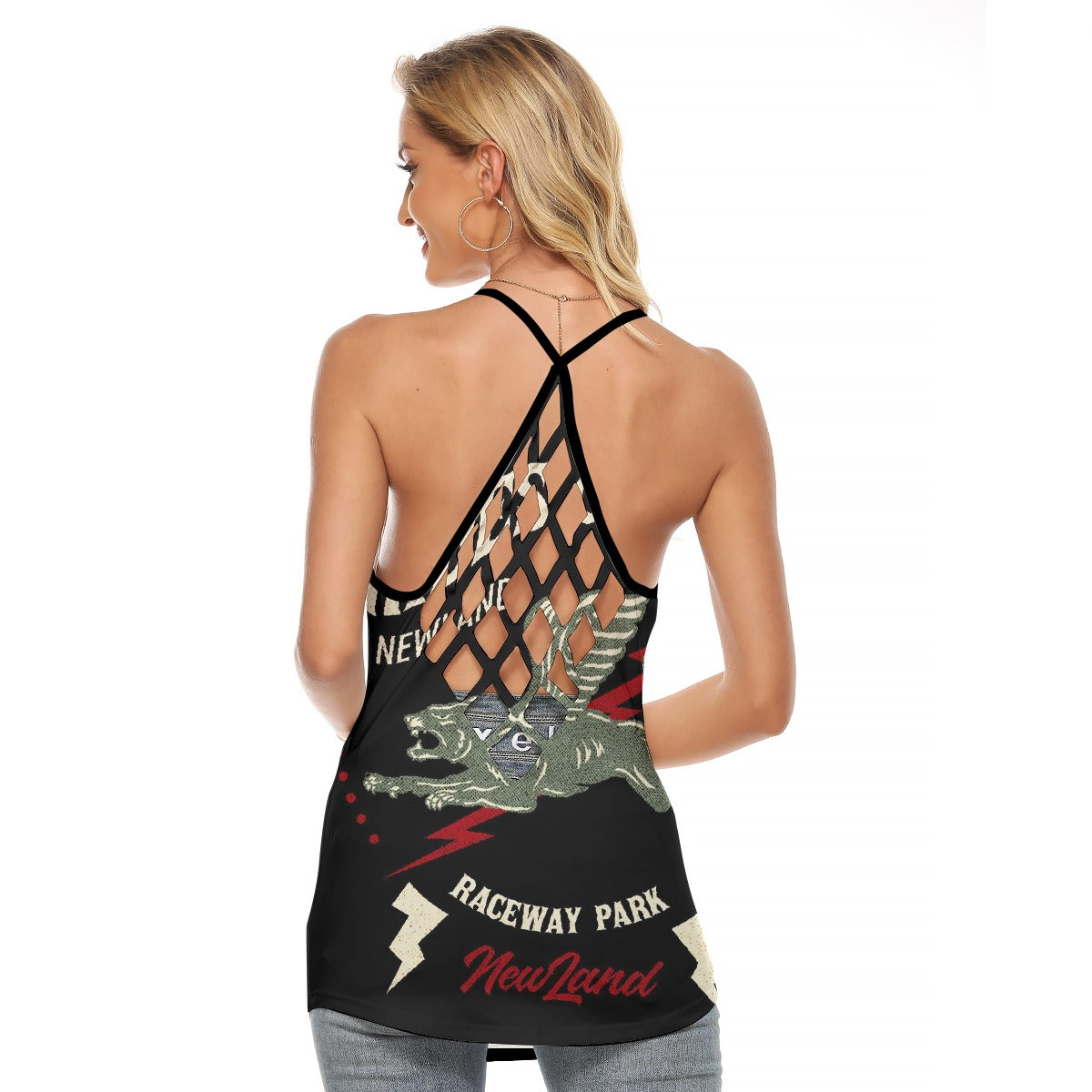 All-Over Print Women's Criss-Cross Open Back Tank Top