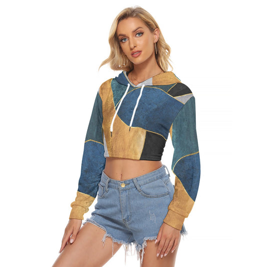 All-Over Print Women's Crop Top Hoodie|Velvet