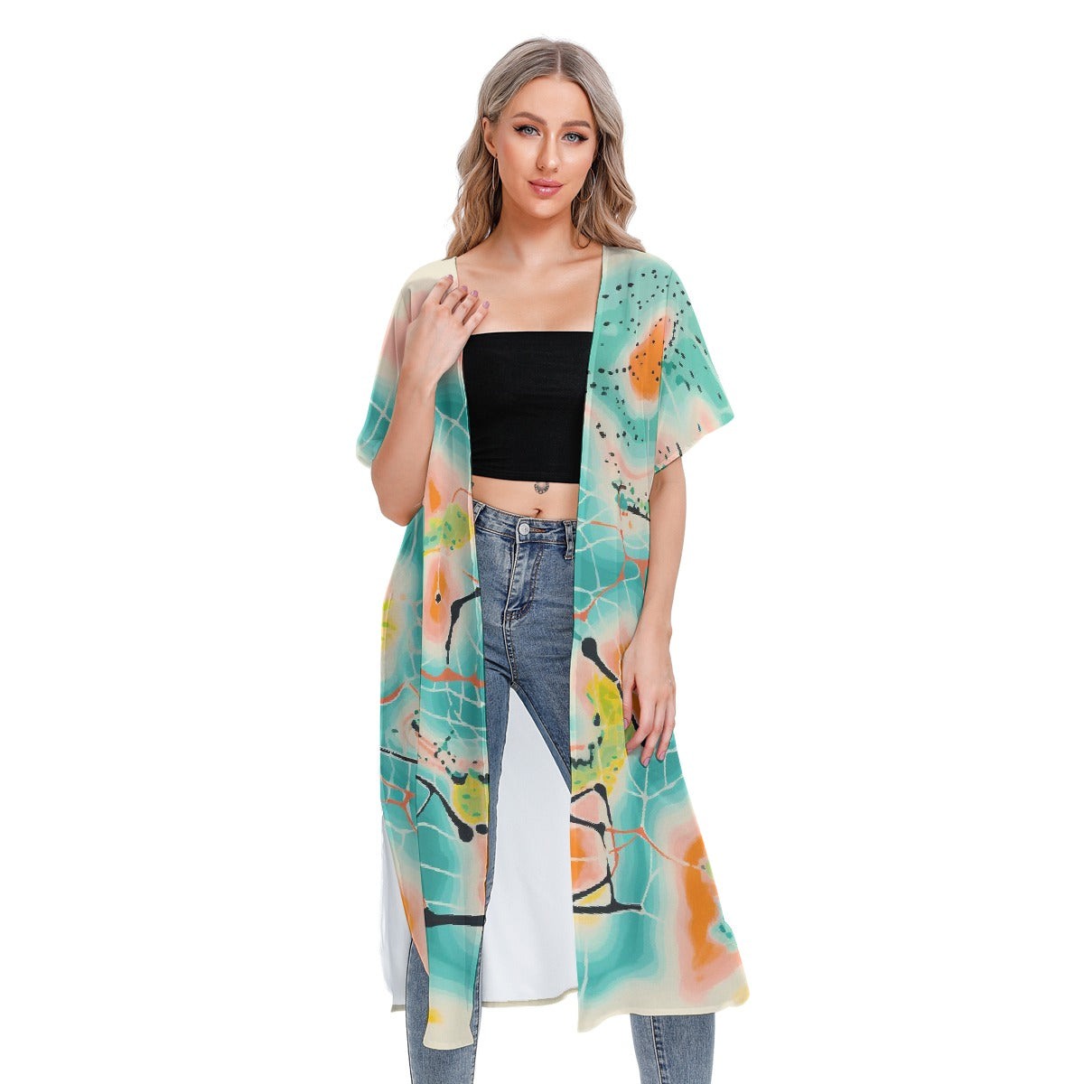 All-Over Print Women's Short Sleeve Cardigan