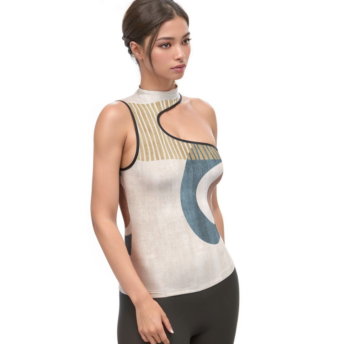 All-Over Print Women's Halter Sleeveless Asymmetrical Tank Top