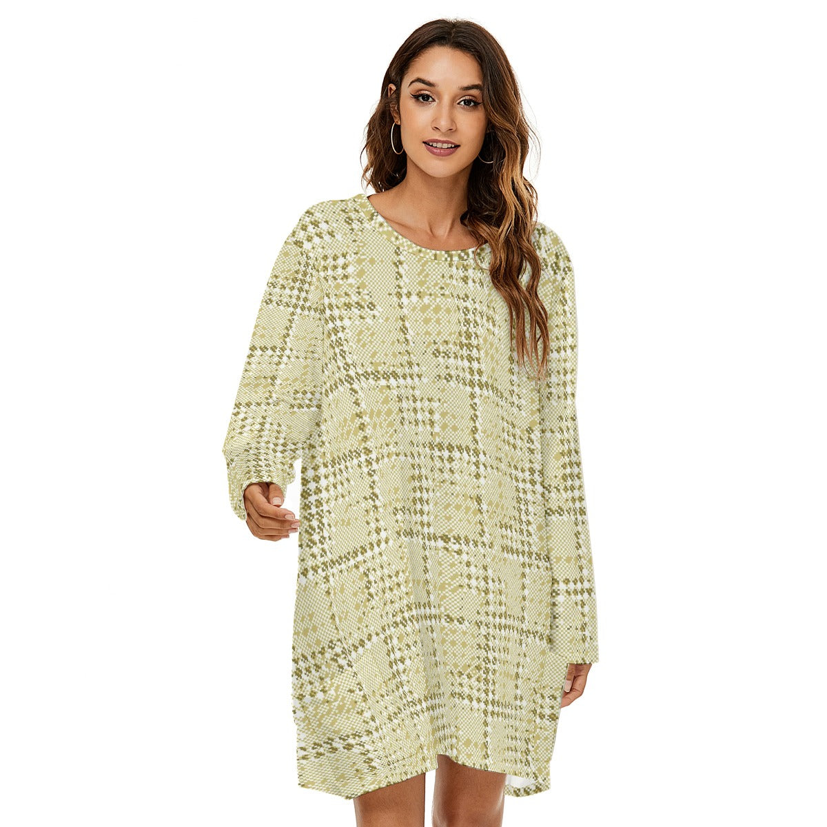 All-Over Print  Women's Loose Crew Neck Dress