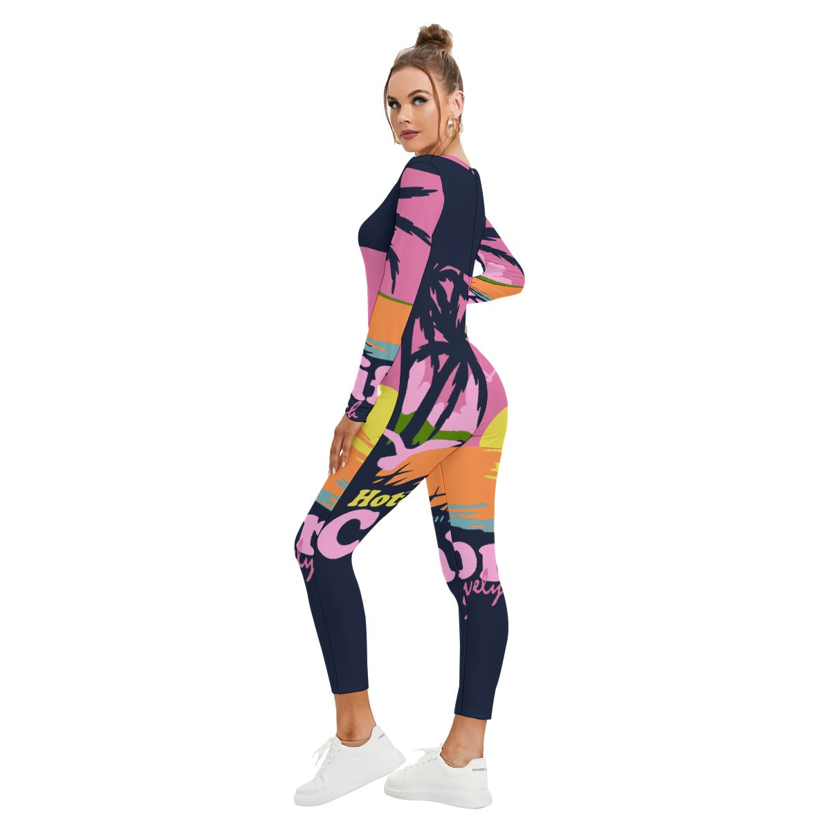 All-Over Print Women's Plunging Neck Jumpsuit