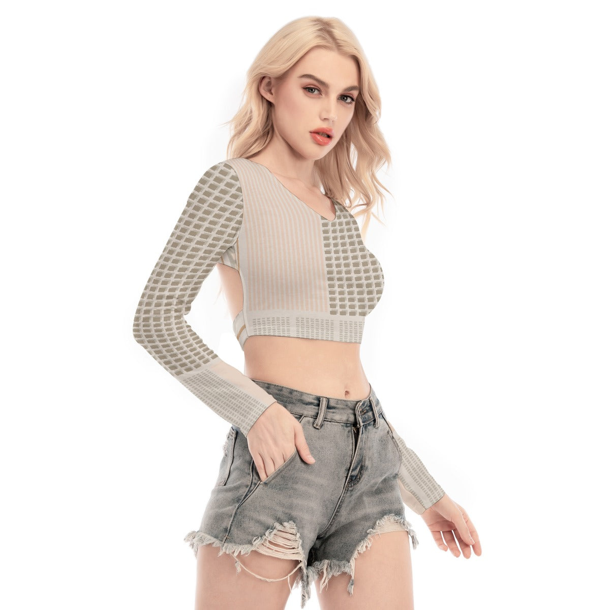 All-Over Print Women's Back Hollow T-shirt With Strap