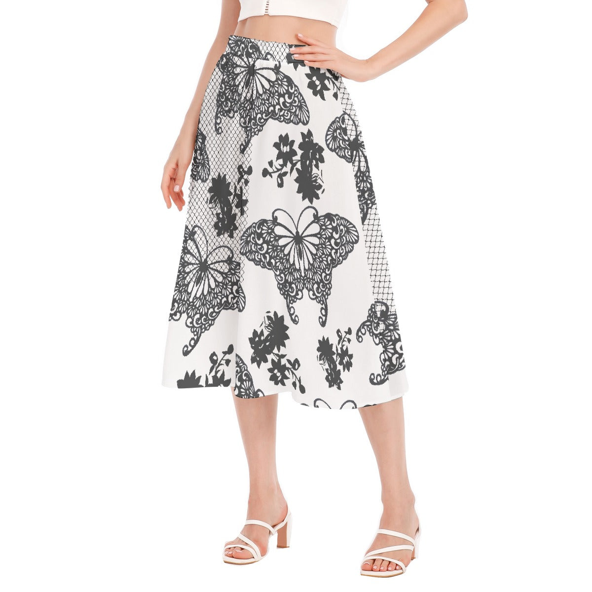 All-Over Print Women's Long Section Chiffon Skirt
