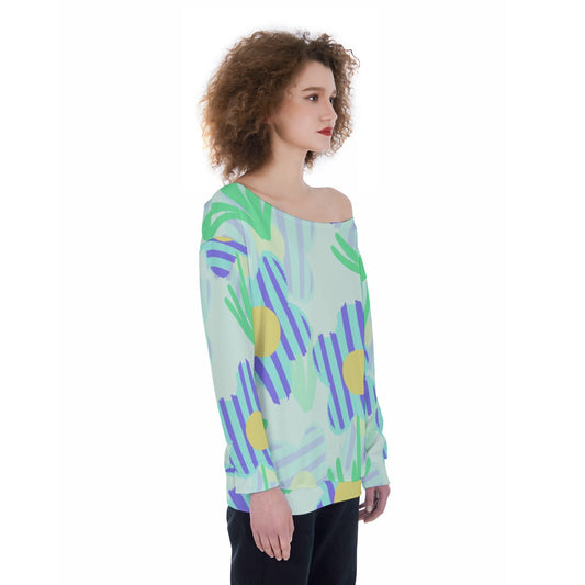All-Over Print Oversized Women's Off-Shoulder Sweatshirt