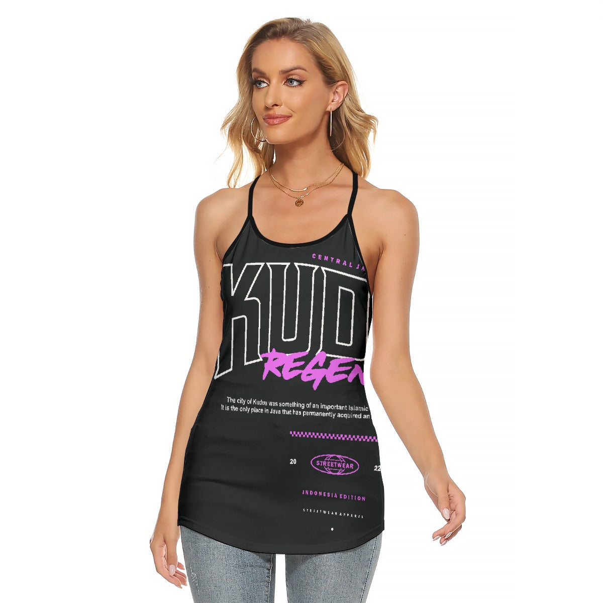 All-Over Print Women's Criss-Cross Open Back Tank Top