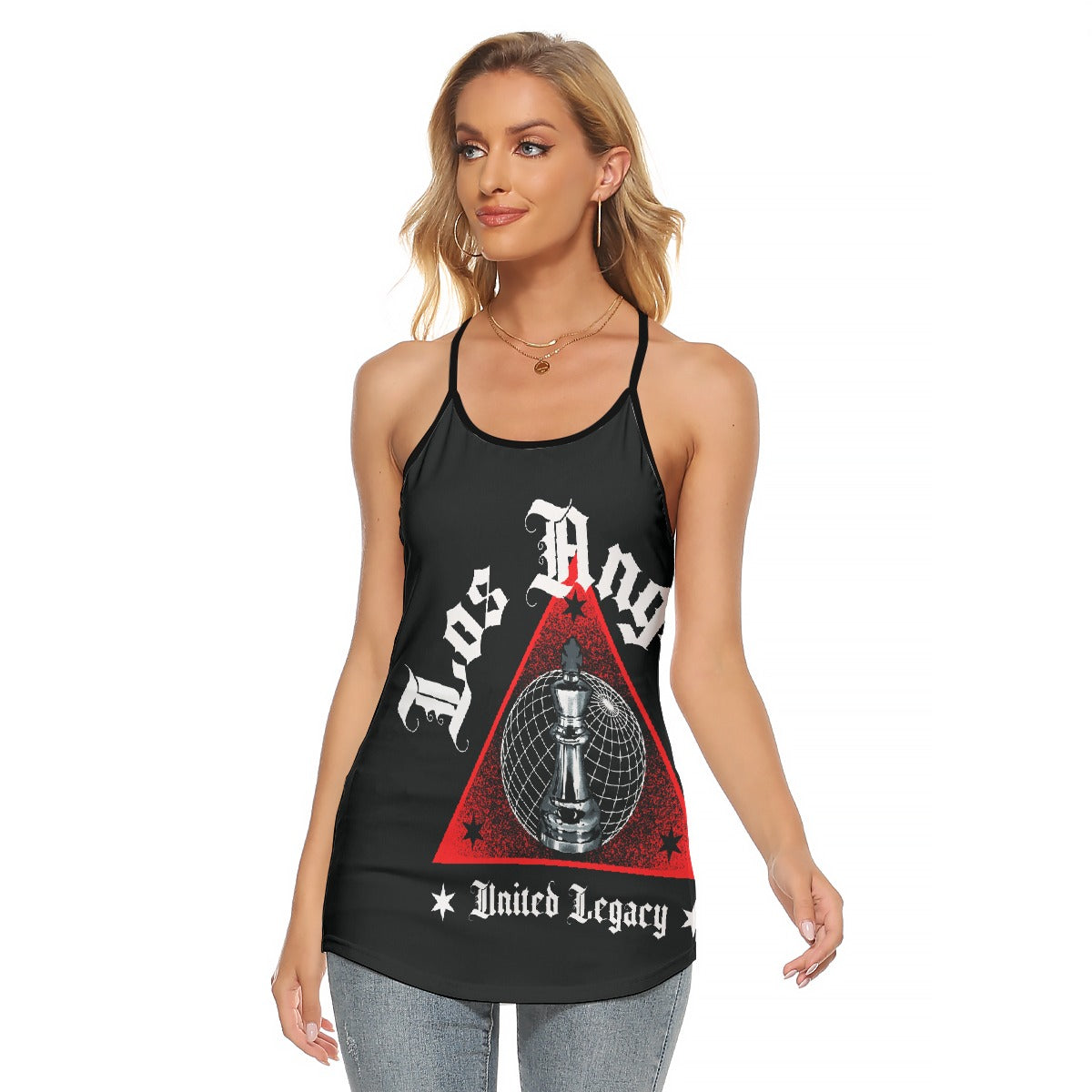 All-Over Print Women's Criss-Cross Open Back Tank Top
