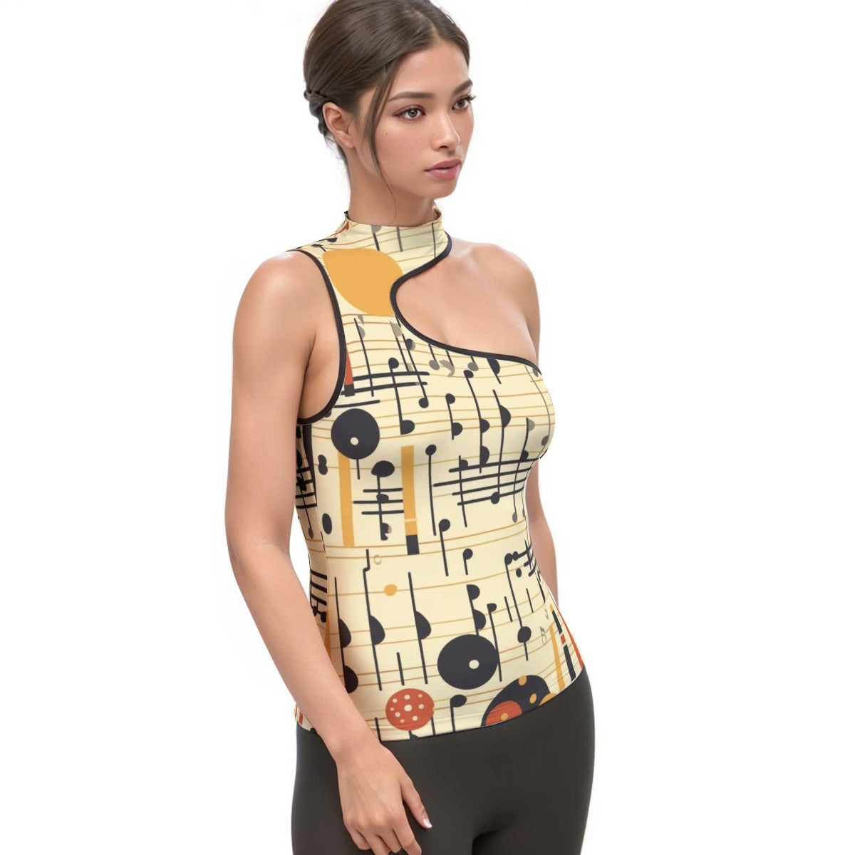 All-Over Print Women's Halter Sleeveless Asymmetrical Tank Top