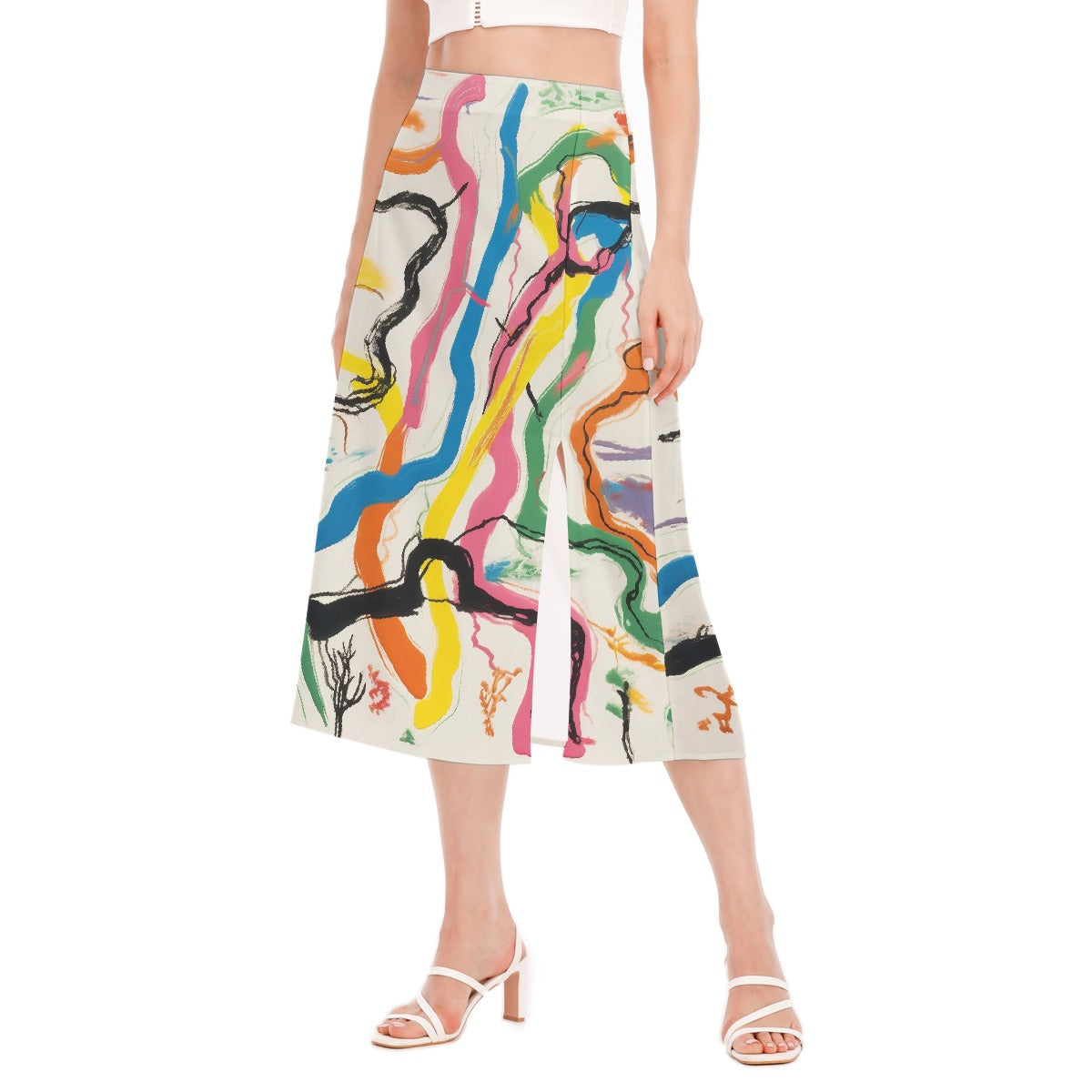 All-Over Print Women's High Slit Long Skirt
