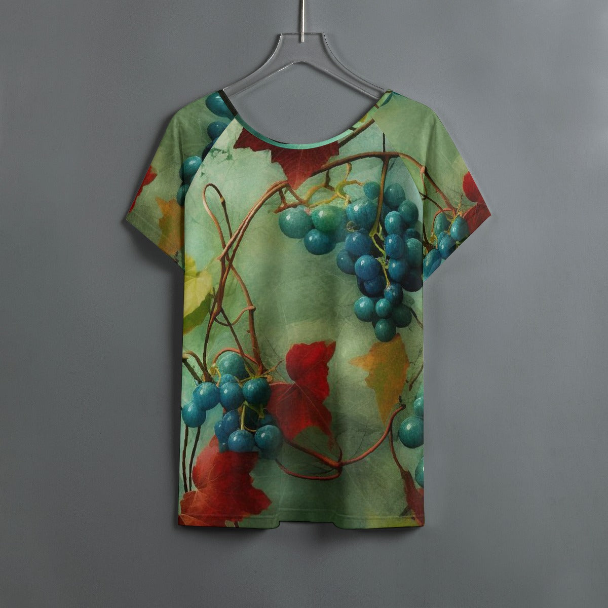 All-Over Print Women's Round Neck T-shirt With Raglan Sleeve