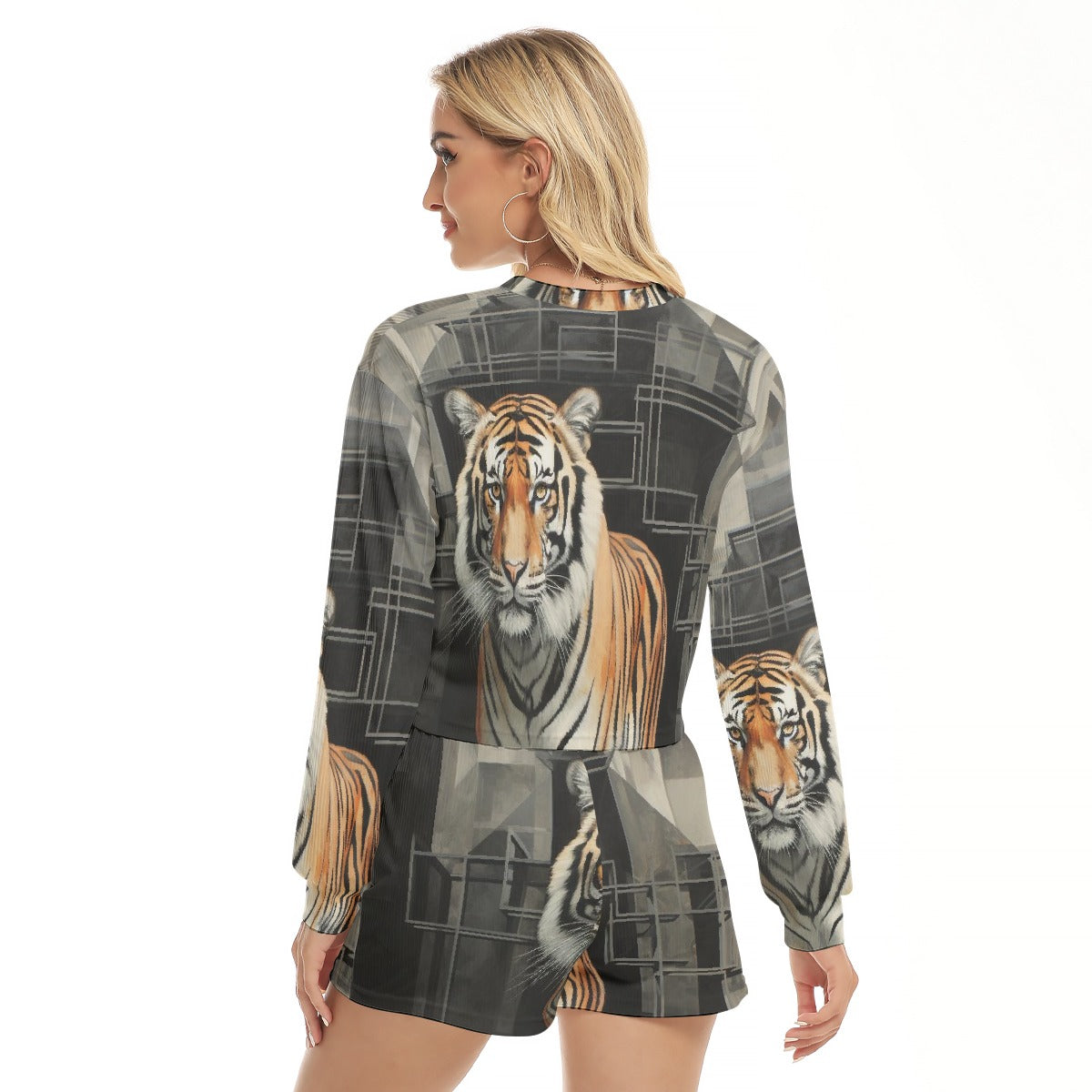 All-Over Print Women's Short Sweatshirt And Pants Suit