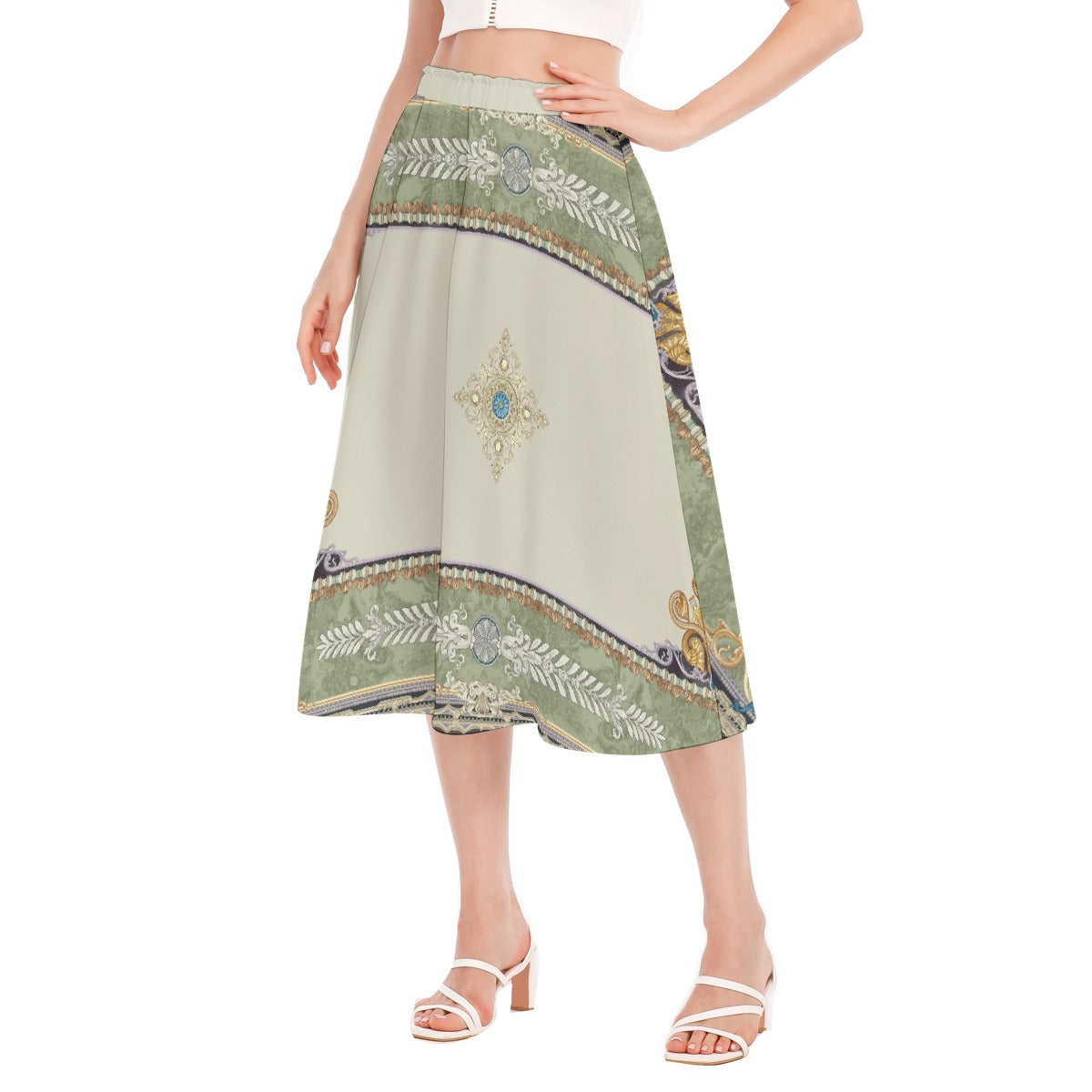 All-Over Print Women's Long Section Chiffon Skirt