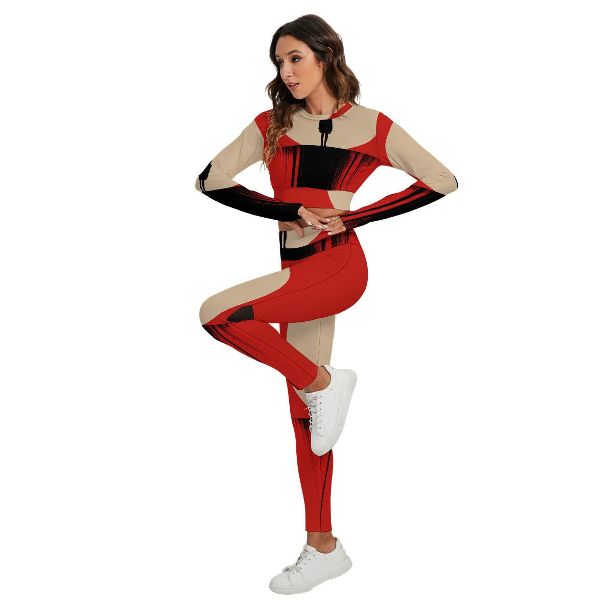 All-Over Print Women's Sport Set With Backless Top And Leggings