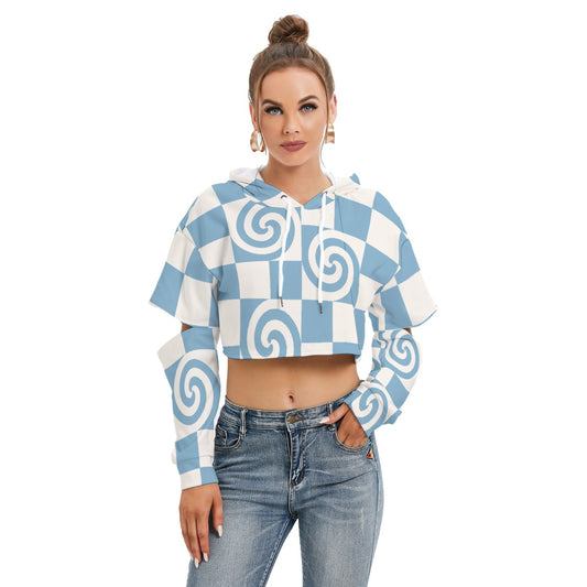 All-Over Print Women's Heavy Fleece Hoodie With Hollow Out Sleeve