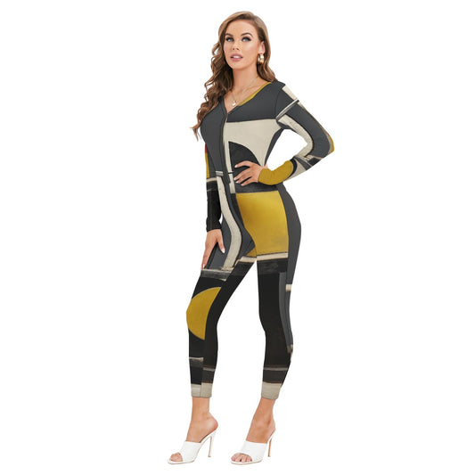 All-Over Print Women's Plunging Neck Jumpsuit