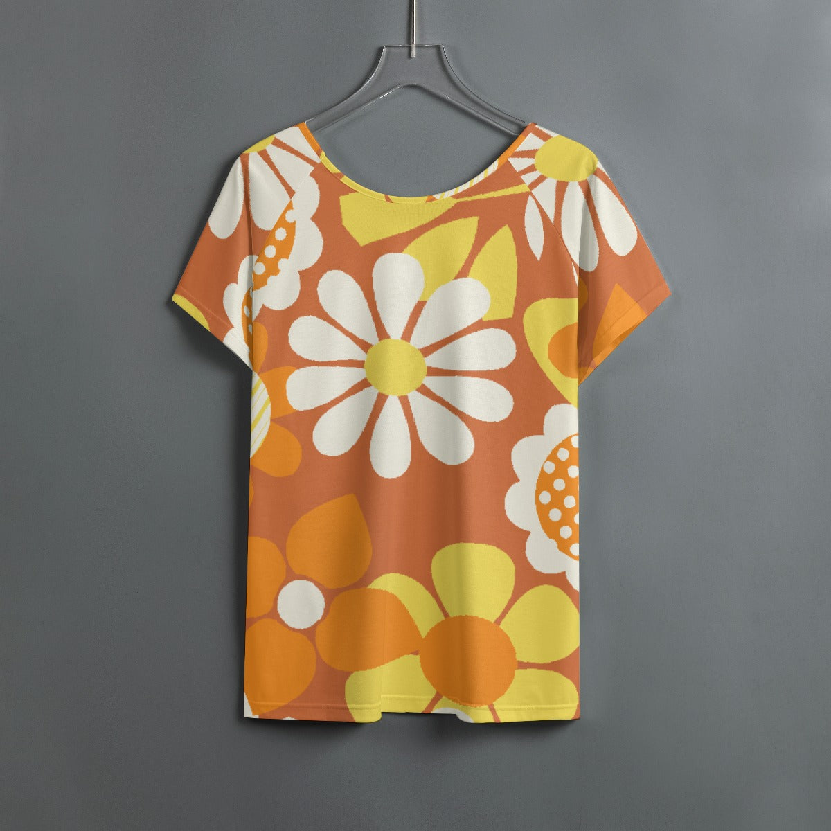 All-Over Print Women's Round Neck T-shirt With Raglan Sleeve